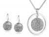 Kenneth Cole New York Holiday Boxed Silver Glitter Disc Pendant Necklace and Drop Earrings Set