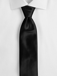 EXCLUSIVELY OURS. An elegant standard of menswear dressing in black silk satin. SilkDry cleanMade in USA