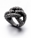 Braid expectations. A complex braided motif adds a distinctive design detail to this stylish ring from Bar III. Embellished with glittering crystals, it's crafted in hematite tone mixed metal. Size 7.