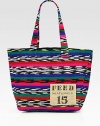 Vibrant and colorful, this eye-catching cotton tote will add cultural flair to any look. Each FEED Guatemala Bag is handcrafted with traditional Ikat fabrics and provides 15 school meals. Double top handles, 9½ dropOpen topOne inside open pocketOrganic cotton and natural burlap lining12W X 12H X 5DImported