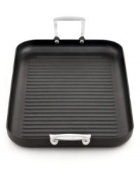 Confident cooks look no further-Emeril's hard-anodized double burner grill pan comes into the kitchen & creates a whole new order. Designed with a heavy-duty exterior and nonstick interior, this essential traps in heat and moisture for tender, absolutely delicious meals. Lifetime warranty. Confident cooks look no further-Emeril's hard-anodized double burner grill pan comes into the kitchen & creates a whole new order. Designed with a heavy-duty exterior and nonstick interior, this essential traps in heat and moisture for tender, absolutely delicious meals. Lifetime warranty.