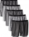 Hanes Men's Classics 5 Pack Yarn Dye Exposed Waistband Boxer