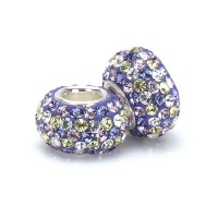 Set of 2 - Bella Fascini Purple Yellow & Crystal Clear Mix Pave Bling Beads - Made with Authentic Swarovski Crystal Elements - Solid Sterling Silver Core Fits Perfectly on Chamilia Moress Pandora and Compatible Brands Set of 2 - Bella Fascini Purple Yellow & Crystal Clear Mix Pave Bling Beads - Made with Authentic Swarovski Crystal Elements - Solid Sterling Silver Core Fits Perfectly on Chamilia Moress Pandora and Compatible Brands