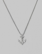 From the Tiny Treasures Collection. Sparkling anchor charm in diamonds set in 18k white gold.Diamonds, 0.16 tcw Chain length adjusts from about 16 to 18 Pendant length, about ½ Lobster clasp Made in Italy