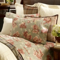 Lauren By Ralph Lauren Shetland Manor Bedding Sage Floral Flat Sheet; QUEEN Lauren By Ralph Lauren Shetland Manor Bedding Sage Floral Flat Sheet; QUEEN