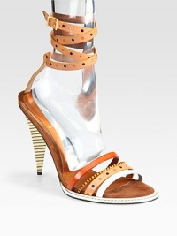 Leather ankle-wrap design with a sculpted heel, suede trim and multiple textures. Wooden heel, 5 (125mm)Wooden platform, 1 (25mm)Compares to a 4 heel (100mm)Leather and suede upperLeather lining and solePadded insoleMade in ItalyOUR FIT MODEL RECOMMENDS ordering one half size up as this style runs small. Leather ankle-wrap design with a sculpted heel, suede trim and multiple textures. Wooden heel, 5 (125mm)Wooden platform, 1 (25mm)Compares to a 4 heel (100mm)Leather and suede upperLeather lining and solePadded insoleMade in ItalyOUR FIT MODEL RECOMMENDS ordering one half size up as this style runs small.
