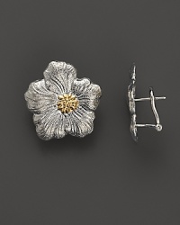 Delicate gardenias, captured at the height of their beauty in sterling silver and 18K yellow gold, bloom on these earrings from Buccellati. Delicate gardenias, captured at the height of their beauty in sterling silver and 18K yellow gold, bloom on these earrings from Buccellati.