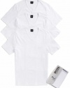 Boss By Hugo Boss Men's V-Neck Pure Cotton 3-PK White T-Shirt