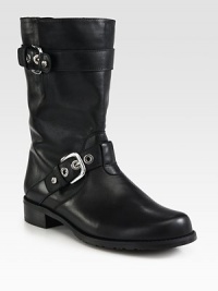Timeless casual staple, impeccably crafted of butter-soft leather and topped with metal hardware so every step is cool. Stacked heel, 1¼ (30mm)Shaft, 9½Leg circumference, 13½Leather upperPull-on style with adjustable strapsLeather liningRubber solePadded insoleMade in Spain Timeless casual staple, impeccably crafted of butter-soft leather and topped with metal hardware so every step is cool. Stacked heel, 1¼ (30mm)Shaft, 9½Leg circumference, 13½Leather upperPull-on style with adjustable strapsLeather liningRubber solePadded insoleMade in Spain