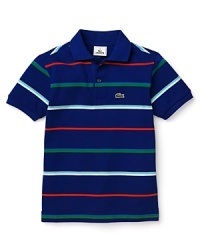 Lacoste Boys' Short Sleeve Stripe Pique Polo - Sizes 2-16 Lacoste Boys' Short Sleeve Stripe Pique Polo - Sizes 2-16