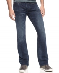 Classic jeans for the classic guy. This pair by Guess Jeans has a stylish distressed look. Classic jeans for the classic guy. This pair by Guess Jeans has a stylish distressed look.