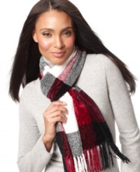 Block party! Stay warm and stylishly on trend with Charter Club's chic and cozy chenille multicolor block scarf. Block party! Stay warm and stylishly on trend with Charter Club's chic and cozy chenille multicolor block scarf.