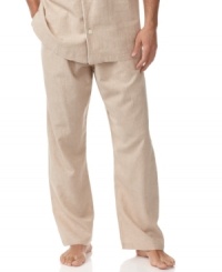 A luxurious linen-cotton blend lends a cool and comfortable fit to this essential pajama pant. A luxurious linen-cotton blend lends a cool and comfortable fit to this essential pajama pant.
