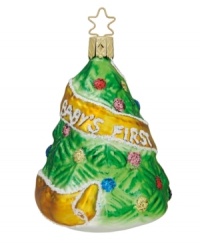 Continue the tradition with a mouth-blown, hand-painted glass ornament to commemorate this important day. Crafted in Germany of the highest-grade glass and lead-free paint, it truly is a timeless holiday heirloom. Continue the tradition with a mouth-blown, hand-painted glass ornament to commemorate this important day. Crafted in Germany of the highest-grade glass and lead-free paint, it truly is a timeless holiday heirloom.