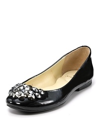 Glossy patent leather gets toughened up by heavy-duty studded hardware--an on-trend contrast that feels just right. From Enzo Angiolini. Glossy patent leather gets toughened up by heavy-duty studded hardware--an on-trend contrast that feels just right. From Enzo Angiolini.