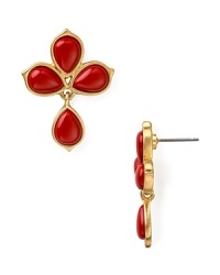 Lauren Ralph Lauren puts a chic spin on this season's global influences with these teardrop stud earrings, accented by striking coral cabochons. Lauren Ralph Lauren puts a chic spin on this season's global influences with these teardrop stud earrings, accented by striking coral cabochons.