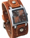 Nemesis #BB516B Men's Brown Wide Leather Cuff Band Analog Brown Dial Watch