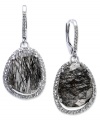 Inspired by nature, these stunning drop earrings highlight organically-shaped black rutilated quartz (12-1/4 ct. t.w.) stones surrounded by round-cut diamonds (1/6 ct. t.w.). Set in sterling silver. Approximate drop: 1-1/4 inches.