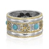 Delatori Silver with 18kt Gold Plated Accents and Turquoise Wide Band Ring