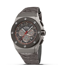 A sleek watch in modern greys with titanium PVD case and embossed leather strap from TW Steel. A sleek watch in modern greys with titanium PVD case and embossed leather strap from TW Steel.