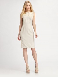 A beautifully beaded neckline meets a classic sheath with Princess seams to ensure a perfect fit.Beaded necklineSleevelessPrincess seamsConcealed back zipperAbout 37 from shoulder to hem63% cupro/37% cottonDry cleanImported Model shown is 5'10 (177cm) wearing US size 4. A beautifully beaded neckline meets a classic sheath with Princess seams to ensure a perfect fit.Beaded necklineSleevelessPrincess seamsConcealed back zipperAbout 37 from shoulder to hem63% cupro/37% cottonDry cleanImported Model shown is 5'10 (177cm) wearing US size 4.