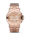 MICHAEL Michael Kors is right on time with the rose gold-plated chronograph. Featuring a three eye design, round dial and bracelet strap.