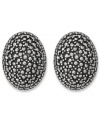Shape up! Sparkling studs in marcasite are a must! Crafted in sterling silver; by Genevieve & Grace. Earrings feature an omega clip-on backing for non-pierced ears. Approximate length: 13/16 inch. Approximate width: 5/8 inch.