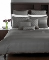 Add a masculine and modern sophistication to your bedroom with the Hotel Collection Frame duvet. A satin and ribbed frame pattern in nickel hues create a simple, yet stately design. Corded edges and comfy materials complete this clean and finished look.