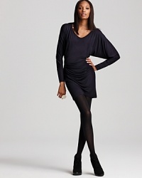 Artful draping amps up this easy-elegant Kain dress, complete with billowy dolman sleeves for added drama.