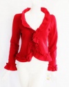 INC International Concepts Womens Real Red Nostalgia Ruffled Sweater PM