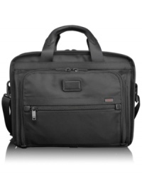 Your office... anywhere! Take business on the road or wherever work takes you with the innovative design of this at-a-glance organizer. Highly-visible and easily-accessible pockets and compartments fit all of your tech and business accessories in with ease. As a T-Pass case, this brief passes through security without making you take your laptop out of the bag. Tumi quality assurance warranty. Your office... anywhere! Take business on the road or wherever work takes you with the innovative design of this at-a-glance organizer. Highly-visible and easily-accessible pockets and compartments fit all of your tech and business accessories in with ease. As a T-Pass case, this brief passes through security without making you take your laptop out of the bag. Tumi quality assurance warranty.
