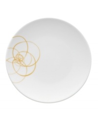A modern canvas for everyday meals, the Bloom Sun bread and butter plates have a smooth, flat surface that's artfully scribbled with golden florals for a look that's fresh--and in durable porcelain--not fussy. From Villeroy & Boch.