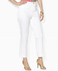 Lauren by Ralph Lauren's sleek plus size pant is rendered in stretch sateen twill and finished without pockets for a lean silhouette. Lauren by Ralph Lauren's sleek plus size pant is rendered in stretch sateen twill and finished without pockets for a lean silhouette.