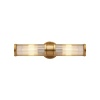 The subtle art deco design and warm natural brass of this double Ralph Lauren sconce lends luxurious light to any space.