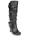 Stylishly luxurious. Madden Girl's Posh boots feature buckle detail around the ankle and at the top of the shaft.