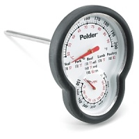 The Dual Thermometer has an easy to read oven temperature cooking chart. The Dual Thermometer has an easy to read oven temperature cooking chart.