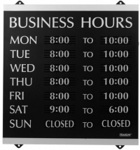 U.S. Stamp & Sign HeadLine Century Series 14x13 Inch Business Hours Sign, Black and Silver, 4247 U.S. Stamp & Sign HeadLine Century Series 14x13 Inch Business Hours Sign, Black and Silver, 4247