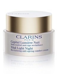 A vital breakthrough – the first anti-wrinkle skin care range that restores deep luminosity, so skin seems to light up from within. Revive skin luminosity and diminish visible signs of time on your skin. The essential partner to Vital Light Day, the anti-aging night cream helps boost microcirculation to ensure that you wake to a healthy-looking and revitalized complexion. Palmitoyl glycine encourages optimal skin nutrition to restore and ensure a fresher-looking complexion in the morning.Cochlearia officinalis and Waltheria work together to help strengthen the collagen network to reduce wrinkles, firm skin and restore luminosity from within. Allergy tested. Non-comedogenic. A vital breakthrough – the first anti-wrinkle skin care range that restores deep luminosity, so skin seems to light up from within. Revive skin luminosity and diminish visible signs of time on your skin. The essential partner to Vital Light Day, the anti-aging night cream helps boost microcirculation to ensure that you wake to a healthy-looking and revitalized complexion. Palmitoyl glycine encourages optimal skin nutrition to restore and ensure a fresher-looking complexion in the morning.Cochlearia officinalis and Waltheria work together to help strengthen the collagen network to reduce wrinkles, firm skin and restore luminosity from within. Allergy tested. Non-comedogenic.