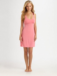 This design is the perfect synthesis of practicality and feminine detailing with a double lined bodice and contrasting floral lace. ScoopneckRacerbackElastic at bust for added supportAbout 33 from shoulder to hem95% modal/5% spandexMachine washImported This design is the perfect synthesis of practicality and feminine detailing with a double lined bodice and contrasting floral lace. ScoopneckRacerbackElastic at bust for added supportAbout 33 from shoulder to hem95% modal/5% spandexMachine washImported