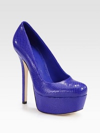 An exaggerated platform and heel lift this daring pump in snake-print leather with a hint of sheen. Self-covered heel, 5½ (140mm)Covered platform, 1¾ (45mm)Compares to a 3¾ heel (95mm)Snake-print leather upperLeather lining and solePadded insoleImported An exaggerated platform and heel lift this daring pump in snake-print leather with a hint of sheen. Self-covered heel, 5½ (140mm)Covered platform, 1¾ (45mm)Compares to a 3¾ heel (95mm)Snake-print leather upperLeather lining and solePadded insoleImported
