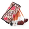 ALICE Professional Makeup Cosmetic Brush Set with Fashion Leopard Spotted Pouch, 12 Count