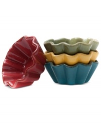 Totally solid. Go with the flow from oven to table with berry bowls by Marcela for Prima Design. Rich colors and ruffled edges combine to make the everyday essentials as stylish as they are durable. Totally solid. Go with the flow from oven to table with berry bowls by Marcela for Prima Design. Rich colors and ruffled edges combine to make the everyday essentials as stylish as they are durable.