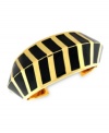 Style is the latest buzzword for Vince Camuto. This chevron-styled cuff bracelet is crafted from gold-tone mixed metal with black enamel for a bold touch. Approximate length: 6 inches.