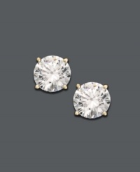 Add polish and shine with studs that sparkle. Crafted in a 14k gold post setting, earrings highlight round-cut diamonds (1-1/4 ct. t.w.). Approximate diameter: 4-3/4 mm. Add polish and shine with studs that sparkle. Crafted in a 14k gold post setting, earrings highlight round-cut diamonds (1-1/4 ct. t.w.). Approximate diameter: 4-3/4 mm.