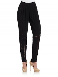 THE LOOKBanded waistZip fly with slide tab closurePleated frontDual angled pocketsButterfly mesh detailing at hemBack welt pocketsTHE FITRise, about 11Inseam, about 23THE MATERIALViscose/rayonCARE & ORIGINDry cleanImportedModel shown is 5'10 (177cm) wearing US size 4. THE LOOKBanded waistZip fly with slide tab closurePleated frontDual angled pocketsButterfly mesh detailing at hemBack welt pocketsTHE FITRise, about 11Inseam, about 23THE MATERIALViscose/rayonCARE & ORIGINDry cleanImportedModel shown is 5'10 (177cm) wearing US size 4.