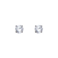14K White Gold 4mm Round CZ Solitaire Basket Stud Earrings with Screw-back for Children and Women 14K White Gold 4mm Round CZ Solitaire Basket Stud Earrings with Screw-back for Children and Women