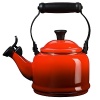 Elegant and timeless, this whistling tea kettle is a great way to revive tea time for two. Glazed with hard glossy enamel on steel, it offers superior craftsmanship and brings a blast of color to the range. The unique locking handles and phenolic knobs make lifting, pouring and cleaning easy.