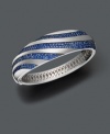 Let sleek blue waves wash over your wrists. This sterling silver bangle from Balissima by Effy Collection features round-cut sapphire (7-3/4 ct. t.w.) and round-cut diamond (1/3 ct. t.w.) in a wave pattern. Approximate diameter: 2-1/2 inches.