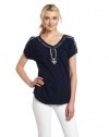 Lucky Brand Women's Spring Barrington Short Sleeve Top