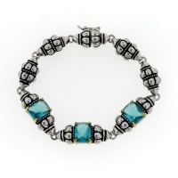 2-tone Designer-Inspired Bracelet w/Blue CZs 2-tone Designer-Inspired Bracelet w/Blue CZs